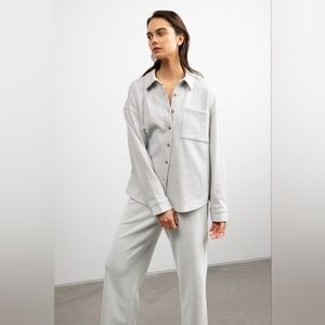 OAK + FORT Oversized Knit Shirt Dusty Blue XS